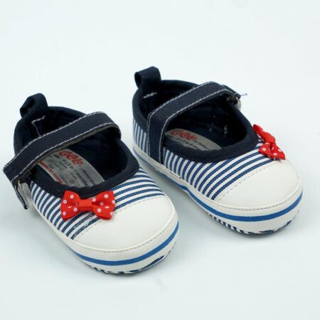 پاپوش کودک دخترانه طرح پاپیون راه راه