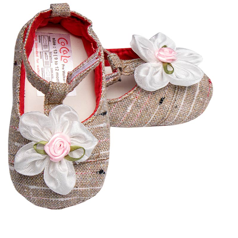 پاپوش کودک دخترانه طرح چهارخونه گل