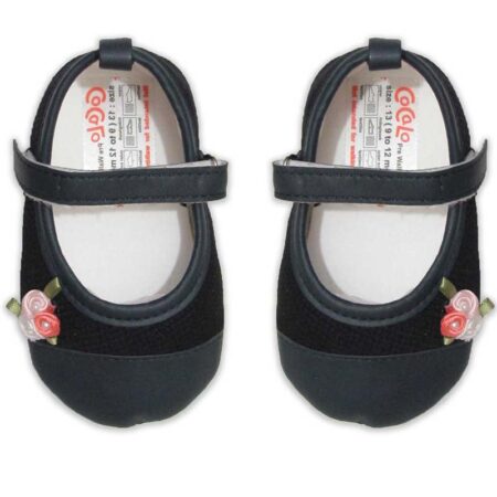 پاپوش کودک دخترانه طرح گل سرمه ای