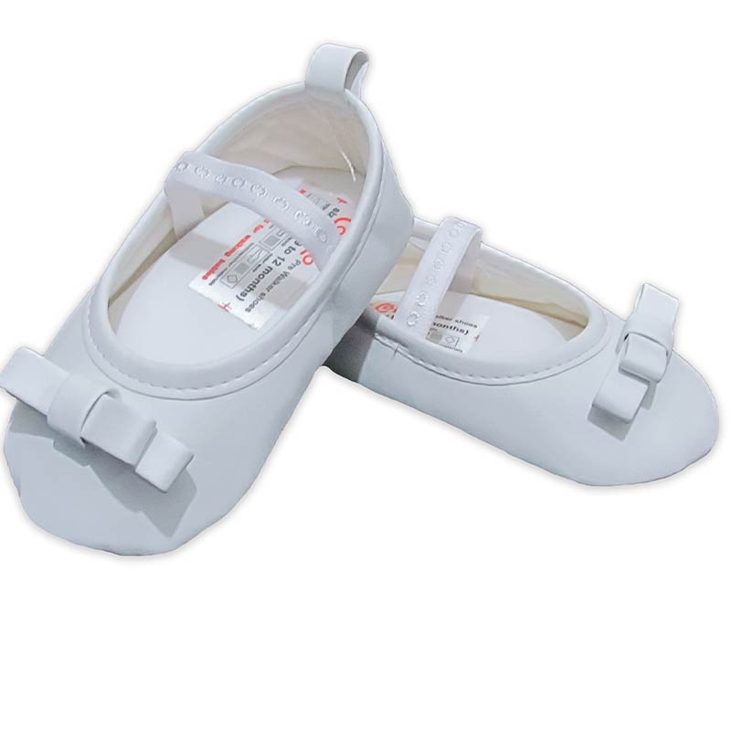 پاپوش کودک دخترانه طرح پاپیون چرمی رنگ سفید