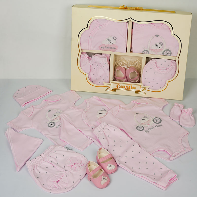 لباس نوزادی بیمارستانی 19 تیکه طرح کالسکه