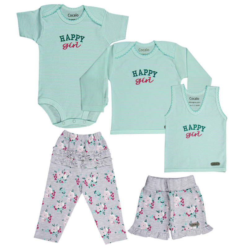 پک لباس اقتصادی کودک طرح happy gril کد 1011