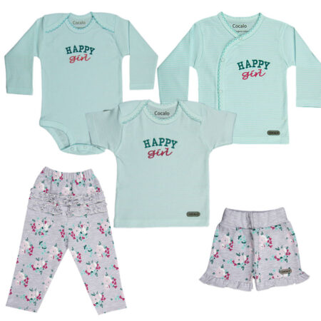 پک لباس اقتصادی کودک طرح happy gril کد 1002