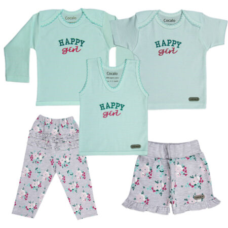 پک لباس اقتصادی کودک طرح happy gril کد 1003