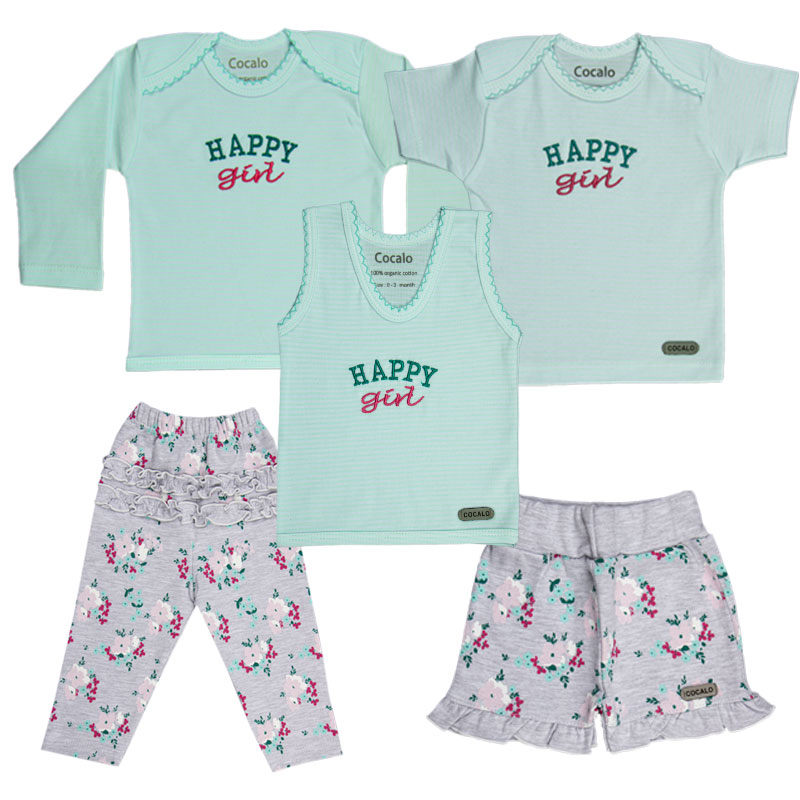 پک لباس اقتصادی کودک طرح happy gril کد 1003