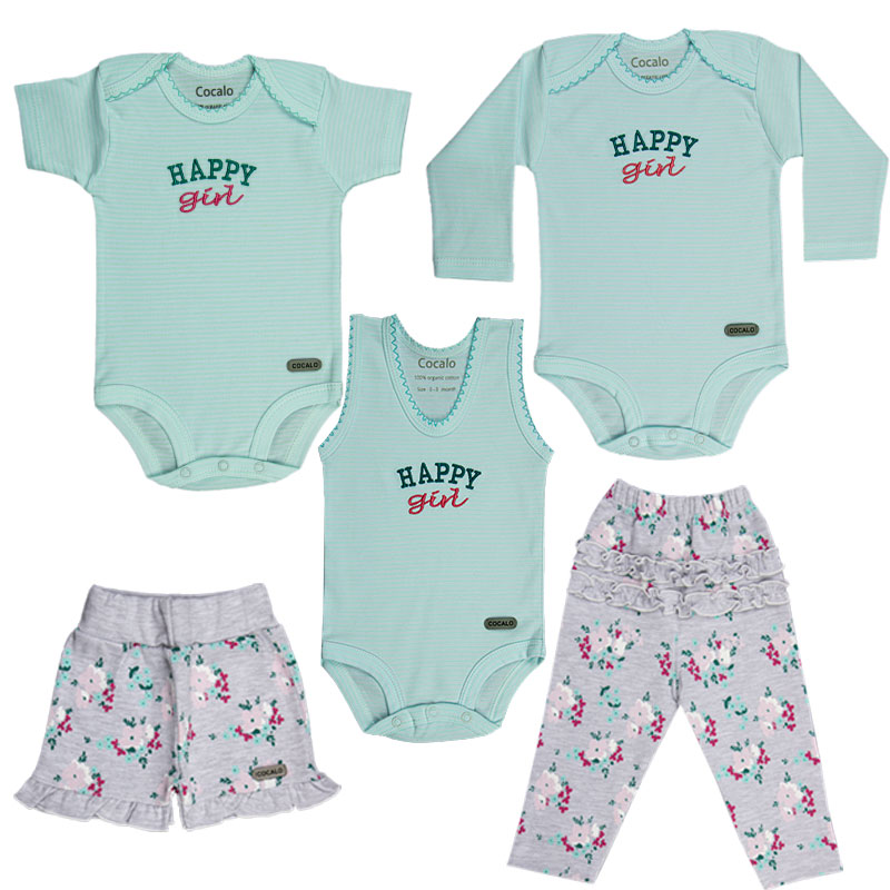 پک لباس اقتصادی کودک طرح happy gril کد 1005